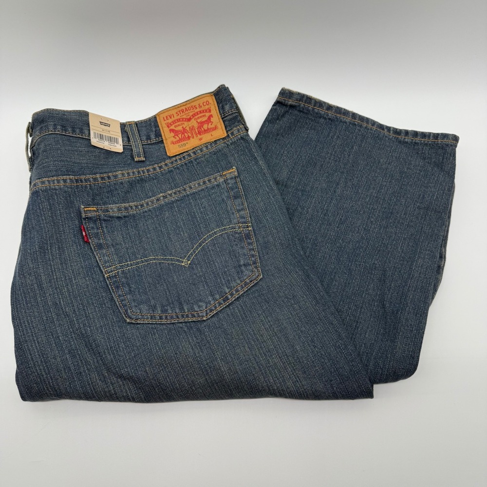 Levis 559 Relaxed Straight Jeans Mens 46x28 Dark Wash Denim 01559-2765 NEW